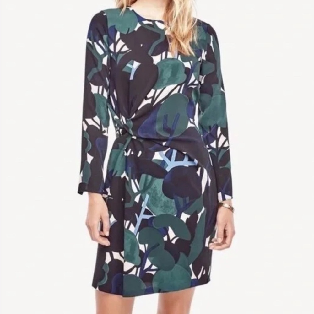 NWT Ann Taylor size 14 Dress‎ Cypress Botanical Long Sleeve